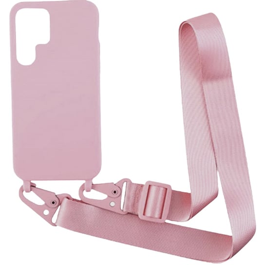 Crossbody Silicone Case Xl Strap Etui Z Paskiem Na Ramię Do Samsung Galaxy S23 Ultra (Pink) D-pro