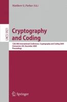 Cryptography and Coding Edel Yves, Fanali Stefania, Imai Hideki, Leander Gregor, Ozen Onur, Ulmer Felix