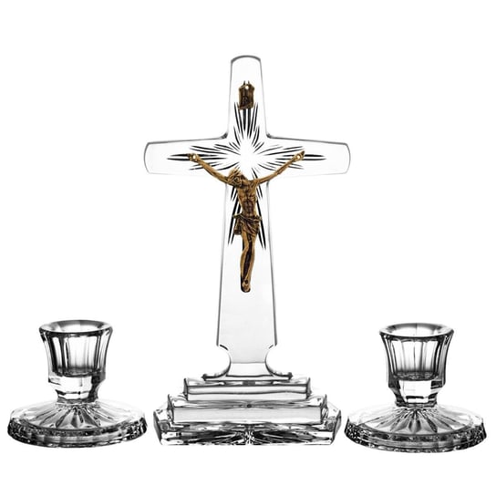 Crystal Julia Komplet kolędowy krzyż i 2 świeczniki kryształ Inna marka