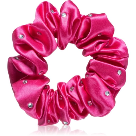 Crystallove Crystalized Silk Scrunchie jedwabna gumka do włosów kolor Hot Pink 1 szt. Crystallove