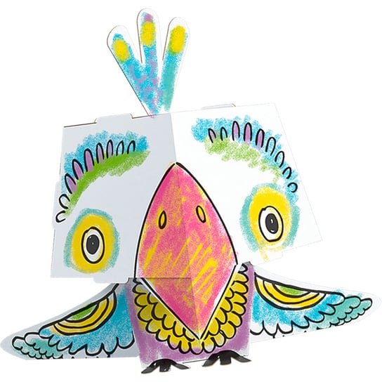 Cube Head, tekturowy model Papuga Złóż i Pokoloruj Monumi
