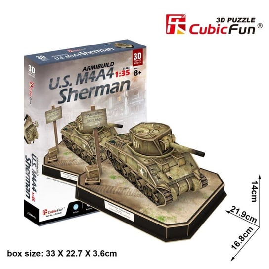 Cubic Fun, puzzle 3D Czołg U.S. M4A4 Sherman Cubic Fun