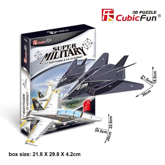 Cubic Fun, puzzle 3D Myśliwiec F117 Nighthawk / Myśliwiec FA18 Hornet Cubic Fun