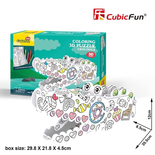 Cubic Fun Puzzle do kolorowania 3D Krokodyl 