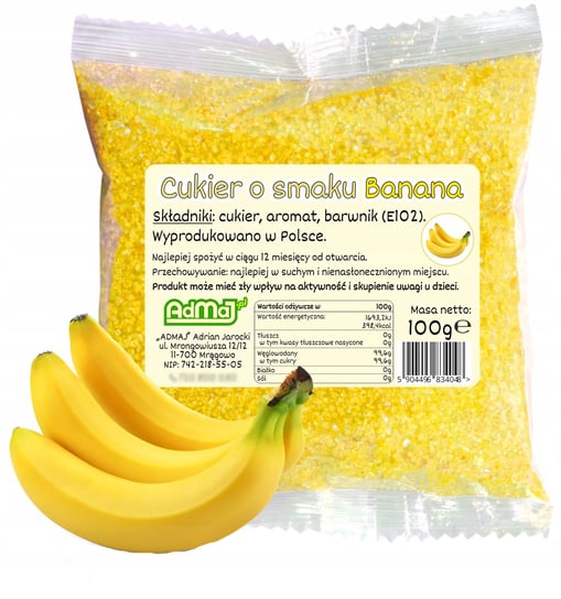 Cukier Kolorowy Do Waty Cukrowej Banan Żółty 100g Saszetka Bananowy ADMAJ