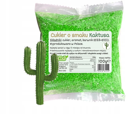 Cukier Kolorowy Do Waty Cukrowej Kaktus Zielony 100g Saszetka Kaktusowy ADMAJ