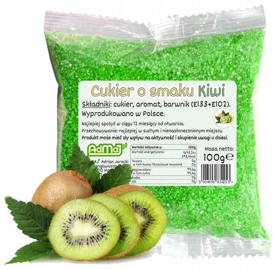 Cukier Kolorowy Do Waty Cukrowej Kiwi Zielony 100g Saszetka ADMAJ