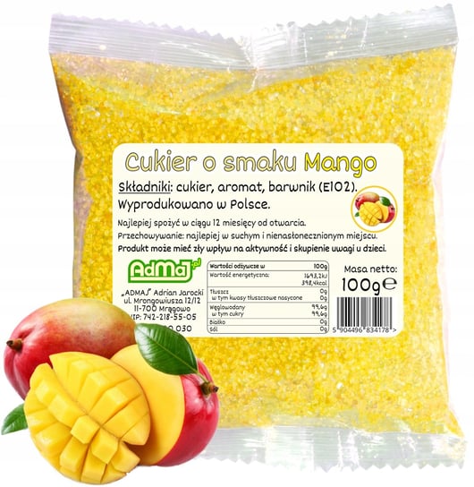 Cukier Kolorowy Do Waty Cukrowej Mango Żółty 100g Saszetka ADMAJ