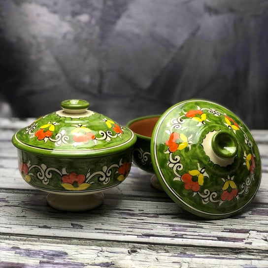 Cukiernica ceramiczna ręcznie zdobiona „Zielony ogródek” średnica 11,5cm Inny producent