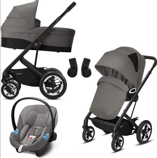 Cybex Talos S Lux Wózek Głęboko-Spacerowy + Cybex Aton M Fotelik Samochodowy 0-13Kg + Adaptery Soho Grey Cybex