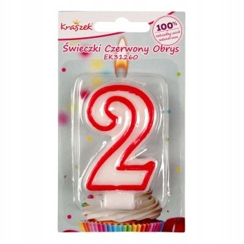 Cyfra 2 Świeczka Urodzinowa Tort Jeden Urodziny Z Czerwonym Konturem Inna marka