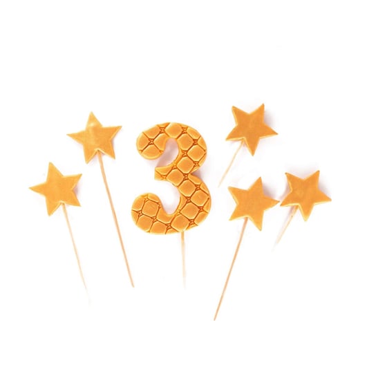 Cyfra 3 Na Tort Urodzinowy Toppery Złote Gwiazdy Slado