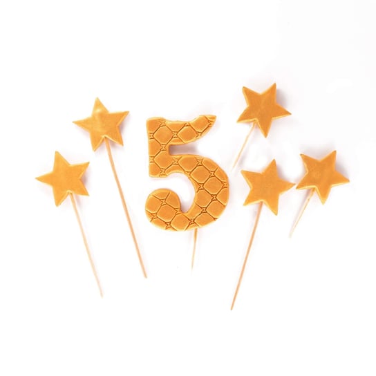 Cyfra 5 Toppery Złote Gwiazdy Na Tort Urodzinowy Slado