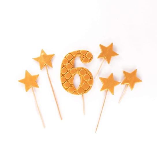 Cyfra 6 Toppery Złote Gwiazdy Na Tort Urodzinowy Slado