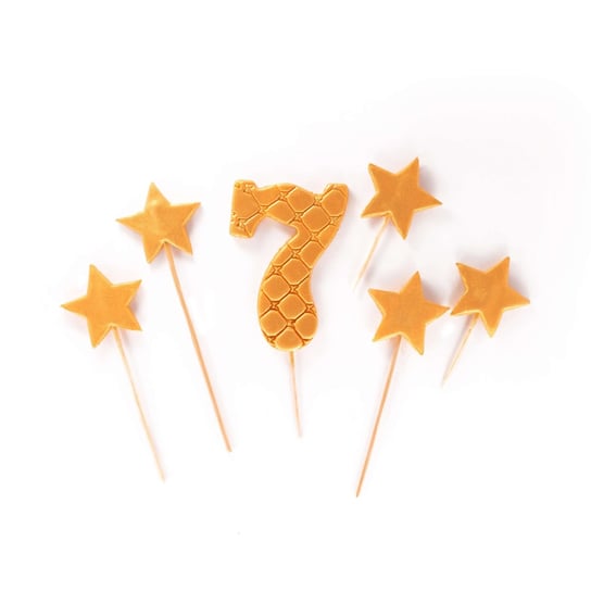 Cyfra 7 Toppery Złote Gwiazdy Na Tort Urodzinowy Slado
