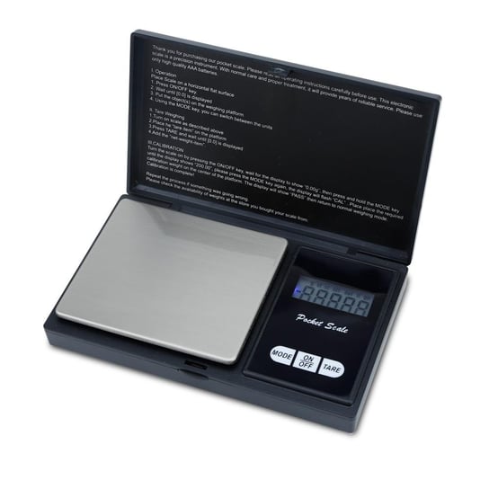 Cyfrowa waga precyzyjna w kolorze czarnym - 200g elektroniczna waga kieszonkowa z funkcją tary i wyświetlaczem LCD - niezwykle precyzyjna waga cyfrowa do biżuterii, monet, złota, kuchni, gotowania Intirilife