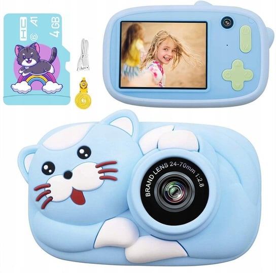 Cyfrowy aparat dla dzieci leżący Kotek, 26 Mpx + Karta Pamięci 4 GB Frahs