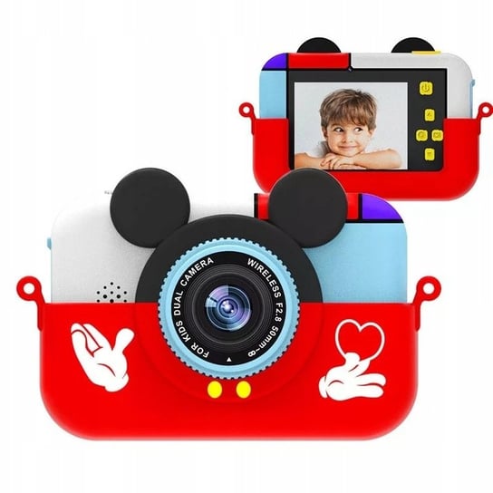 Cyfrowy aparat dla dzieci Myszka Miki FULL HD 40 MPx + Gry Czerwona Frahs