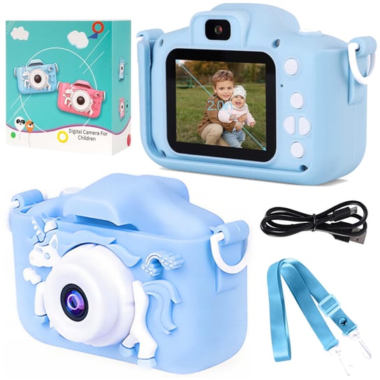 Cyfrowy Aparat Fotograficzny Kamera Dla Dzieci Jednorożec Na Karty Micro Sd Niebieski Z701N elektrostator
