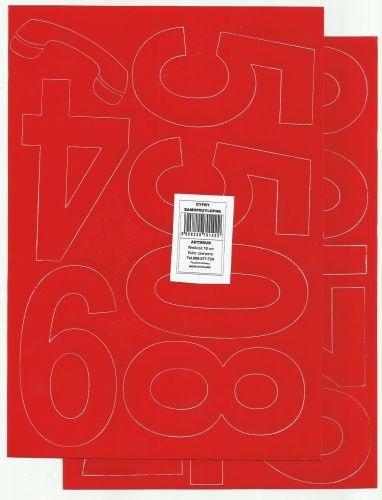 Cyfry samoprzylepne ART-DRUK 100mm czerwone Helvetica 10 arkuszy Art-Druk Artdruk