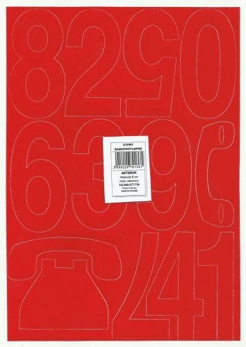 Cyfry samoprzylepne ART-DRUK 80mm czerwone Helvetica 10 arkuszy Art-Druk Artdruk