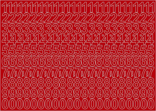 Cyfry Samoprzylepne Czerwone 1,5cm Arkusz 276 Cyfr ORACAL