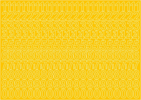 Cyfry Samoprzylepne Żółte 1,5cm Arkusz 276 Znaków ORACAL