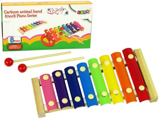 Cymbałki Drewniane Kolorowe 8 Tonów Pałeczki Lean Toys