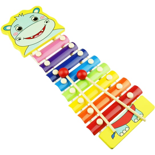 Cymbałki kolorowa edukacyjna zabawka muzyczna dla dzieci Hipopotam KinderSafe