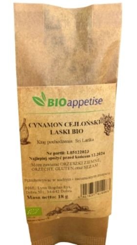 Cynamon Cejloński laski BIO 18g Bioappetise Inna marka