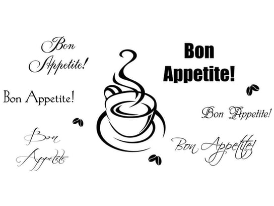 Cytaty, Bon Appetite, Naklejka ścienna, 100x50 cm Oobrazy