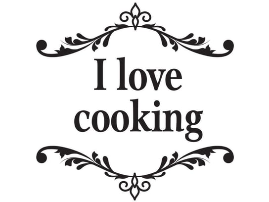 Cytaty, I love cooking, Naklejka ścienna, 100x100 cm Oobrazy