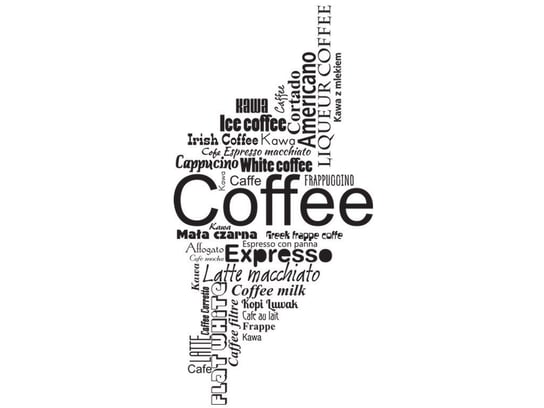 Cytaty, Rodzaje kawy, Naklejka ścienna wielokrotnego użytku, 50x100 cm Oobrazy