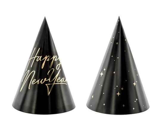 Czapeczki Happy New Year, 16 cm, 6 sztuk PartyDeco