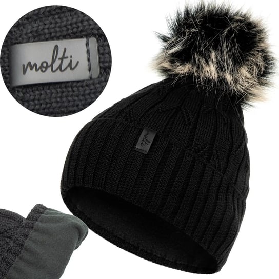 Czapka damska jesienna zimowa beanie modna młodzieżowa ciepła polar wełna Molti