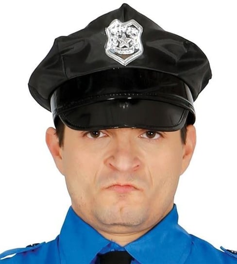 Czapka policjanta z odznaką, czarna Guirca