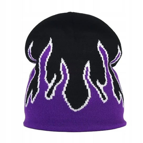 Czapka zimowa beanie purple flames płomienie streetwear y2k prezent Inna marka