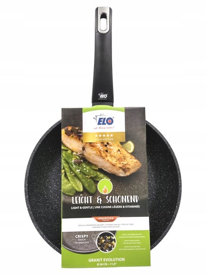 CZARNA ALUMINIOWA PATELNIA NIEPRZYWIERAJĄCA ŚR. 28CM GRANIT EVOLUTION ELO Elo