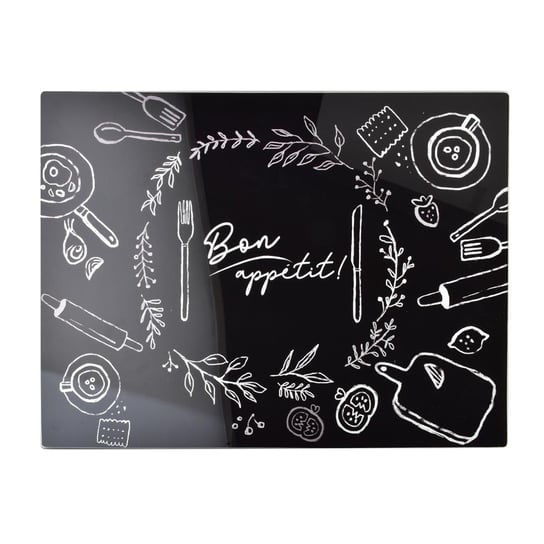 Czarna deska do krojenia KUCHENNA Nowoczesny design Szkło na blat kuchenny 40x30 cm Mondex