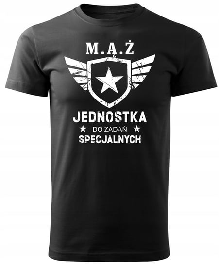 Czarna Koszulka Męża Jednostka Specjalna M Z1 Propaganda