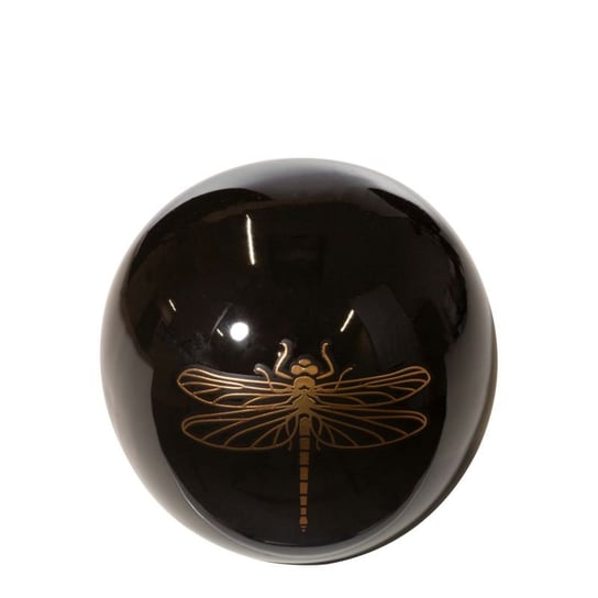 Czarna kula dekoracyjna ze złotym nadrukiem ważki Eurofirany