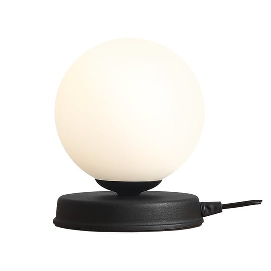 Czarna lampa stołowa Ball kulista na szafkę nocną loftowa Aldex