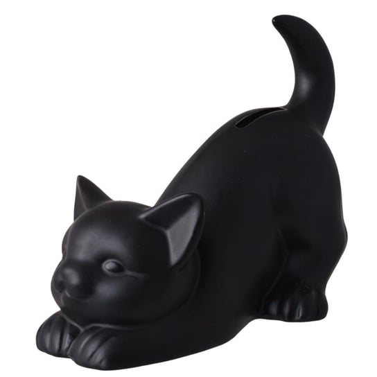 Czarna, matowa skarbonka - kot Meow 18 cm Duwen