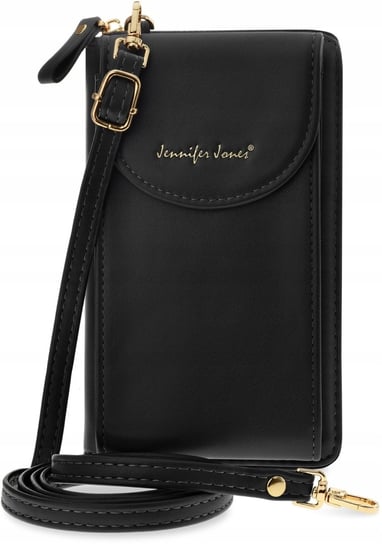 Czarna mini torebka portfel kopertówka na telefon mała listonoszka damska Jennifer Jones