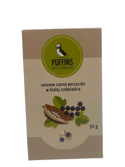 CZARNA PORZECZKA PUFFINGOWANA W BIAŁEJ CZEKOLADZIE 50 g - PUFFINS PUFFINS