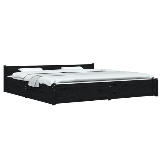 Czarna rama łóżka z szufladami, 200x200 cm Shumee