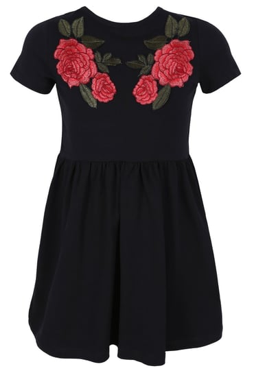 Czarna sukienka z różami 7-8 lat 128 cm Primark