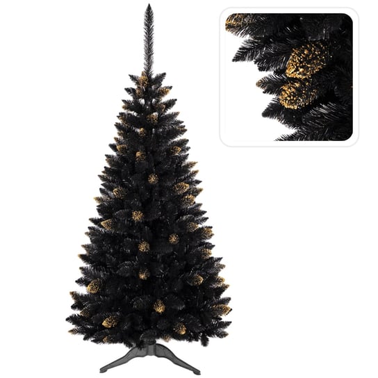 Czarna, sztuczne choinka świąteczna świerk ghana PVC, złoty 120 cm Inna marka