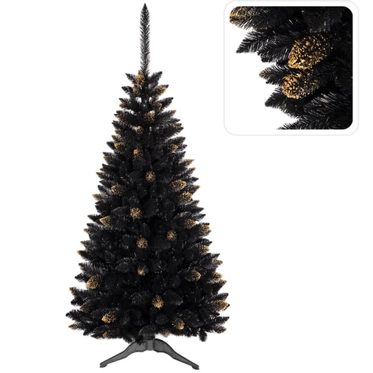 Czarna, sztuczne choinka świąteczna świerk ghana PVC, złoty 150 cm Inna marka