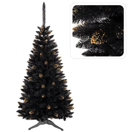 Czarna, sztuczne choinka świąteczna świerk ghana PVC, złoty 180 cm Inna marka